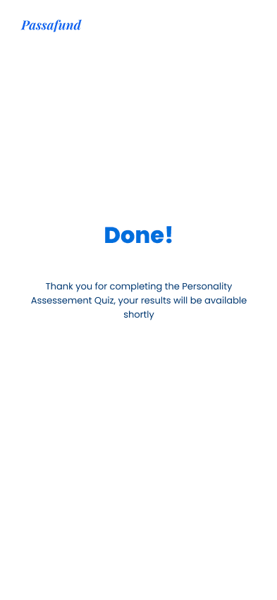 Completion screen reading Done, thanking the borrower and saying results will be available shortly